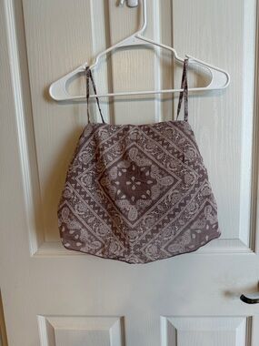 Paisley Print Spaghetti Strap Crop Top - Mauve